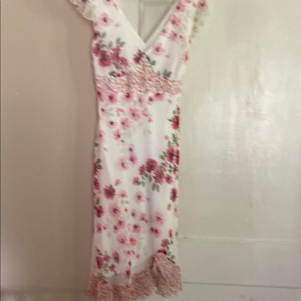 New York & Company Pink Sheath Dress V-Neck Flutter Sleeveless